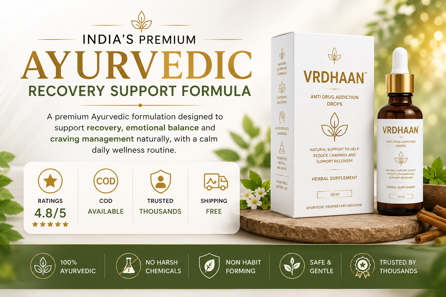 VRDHAAN India's premium Ayurvedic recovery support formula banner