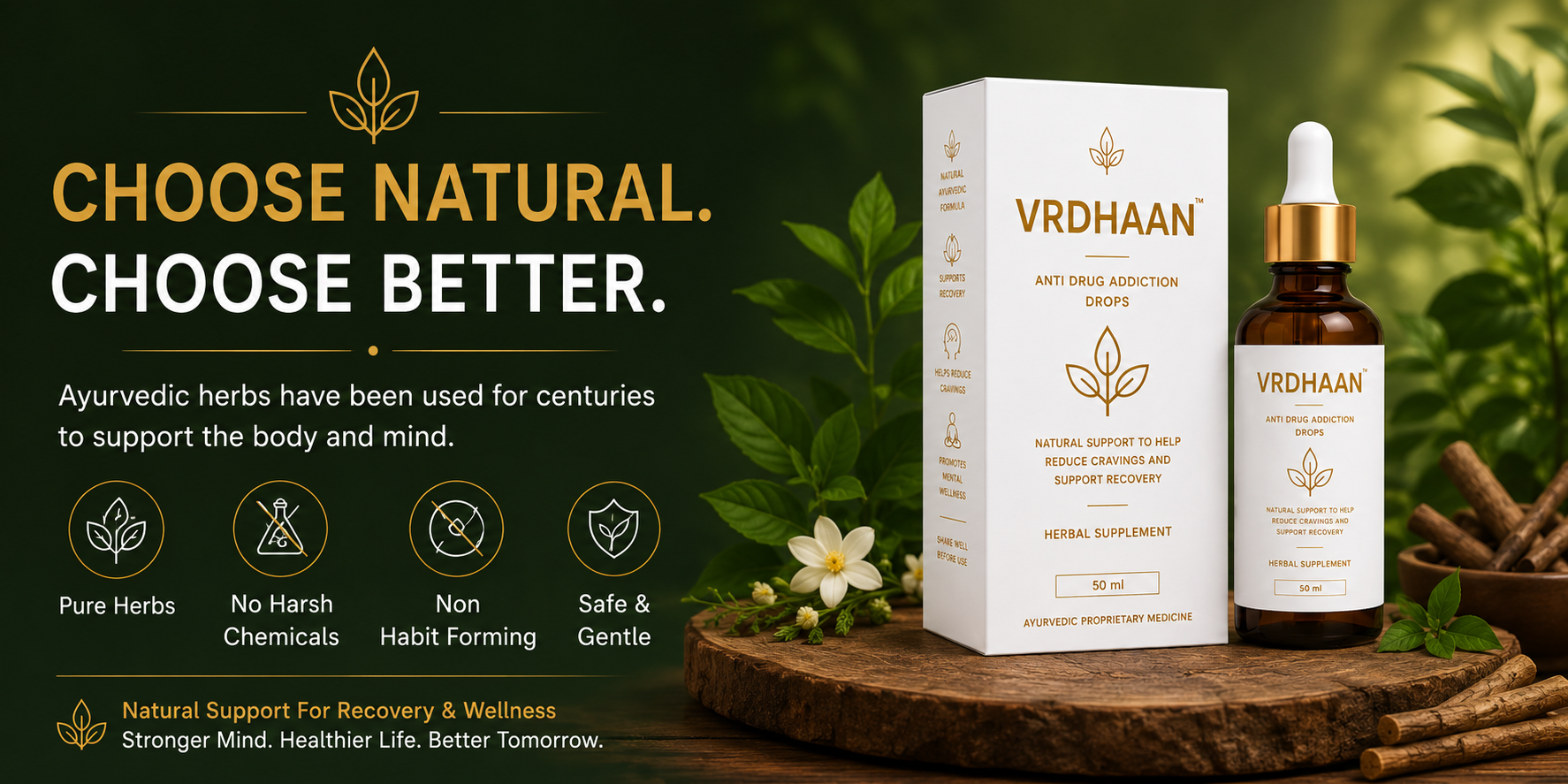 VRDHAAN choose natural choose better Ayurvedic wellness banner
